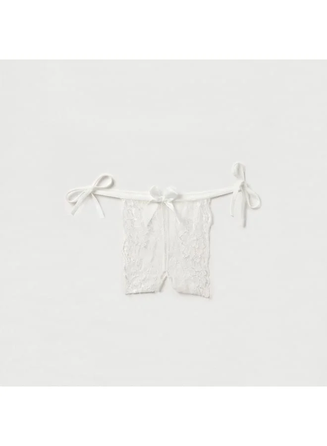 Splash FAV Lace Detail Halter Bra with Crotchless Thongs