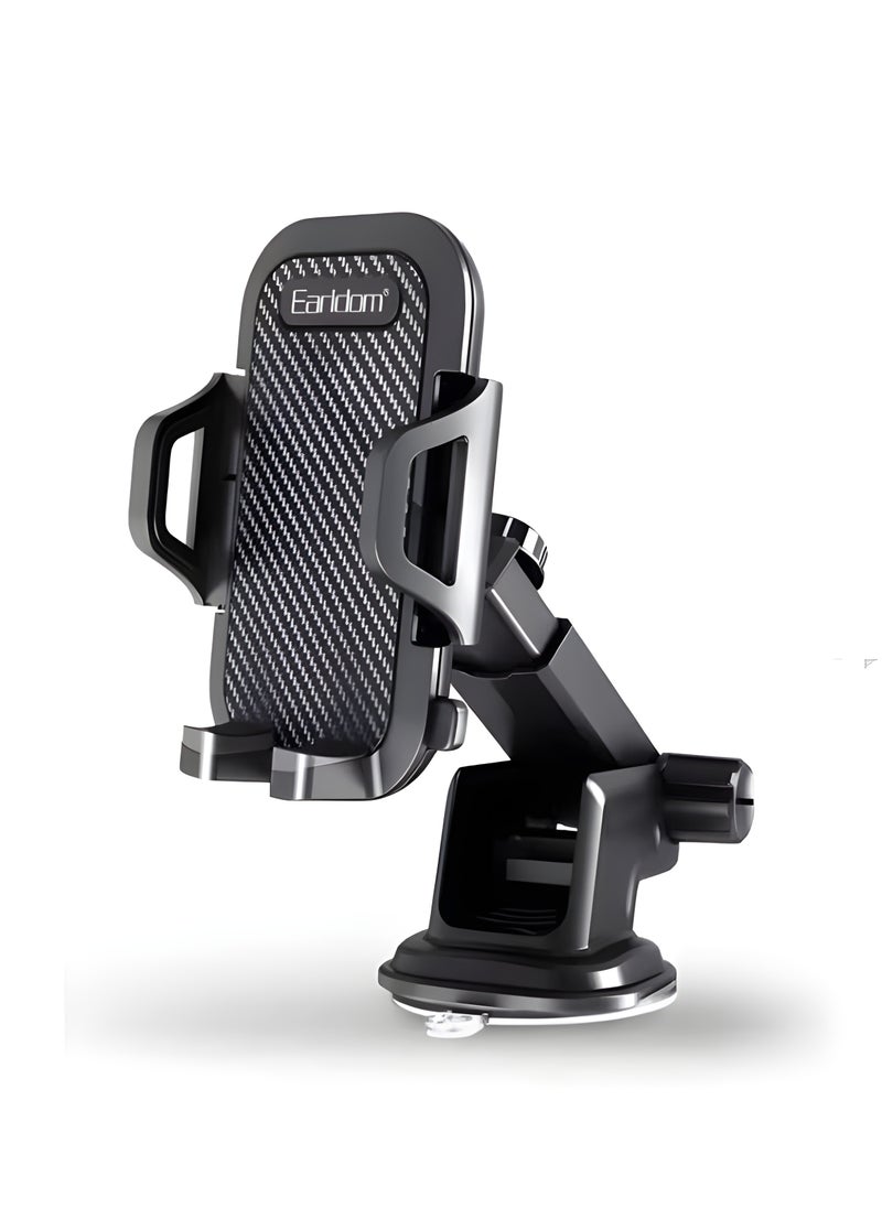 Earldom Earldom EH59 Car Phone Holder – Strong Suction Cup – 360° Rotation – Mounts on Windshield & Dashboard – Black  - Image 1