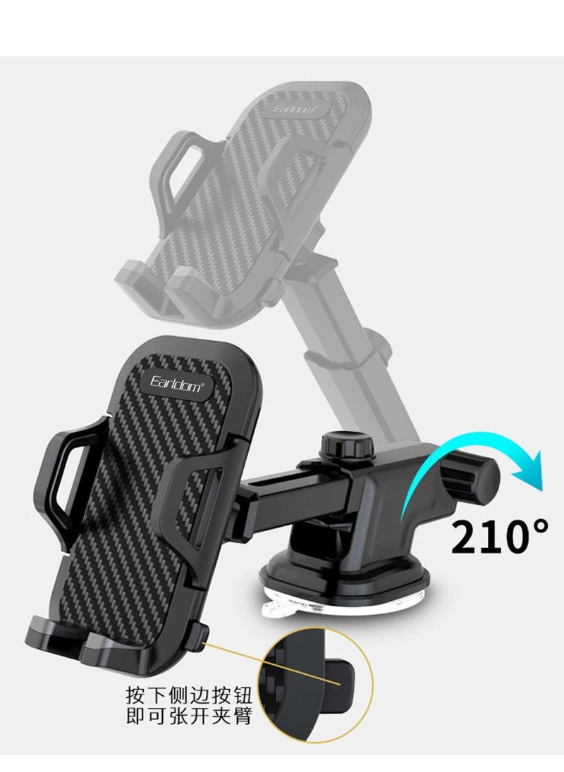 Earldom Earldom EH59 Car Phone Holder – Strong Suction Cup – 360° Rotation – Mounts on Windshield & Dashboard – Black  - Image 3