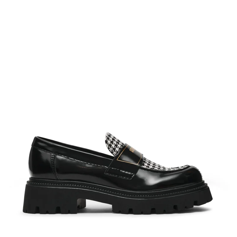 Steve madden file-away women's black/white loafers