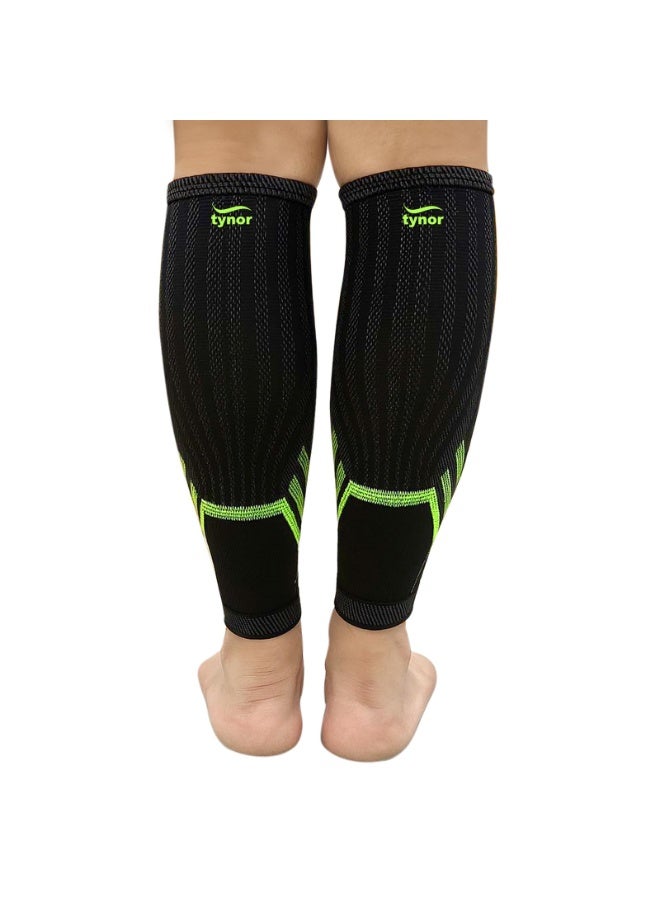 Tynor Calf and Shin Support Air Pro, Black & Green, Medium, 1 Pair - Image 1