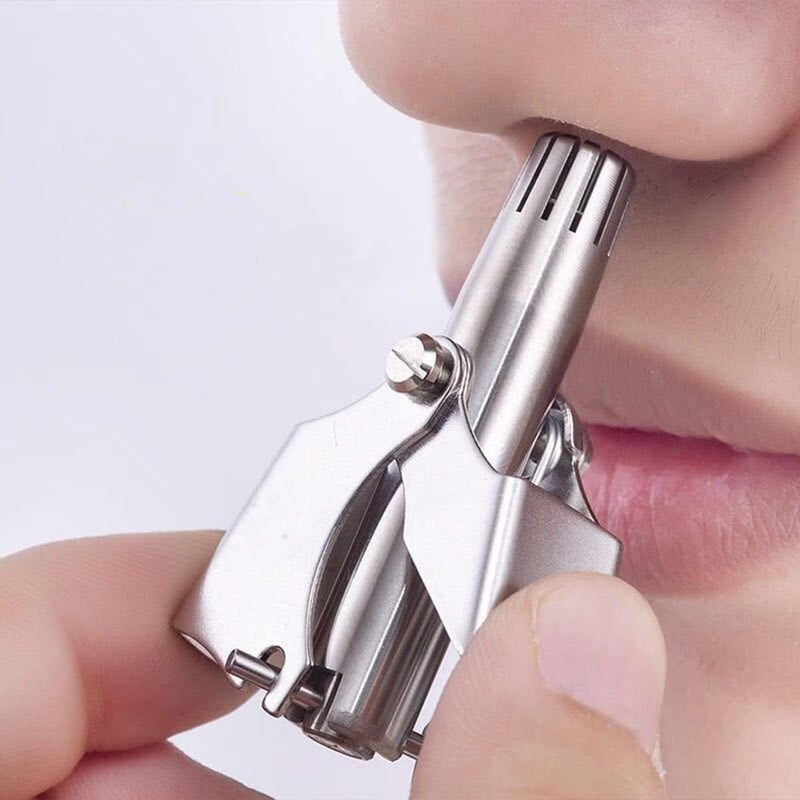 JMC Manual Nose & Ear Hair Clipper Trimmer for Men & Women - Stainless Steel Painless Nose Hair Trimmer with Storage Case and Cleaning Brush for Travel User Friendly - Image 1