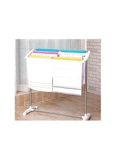 Generic ZEXEN Stainless Steel Towel Rack Floor-Standing Multi-Functional Mobile Foldable Balcony Towel Stand Save Space Rack for Drying Holder Mini Cloth Rack, Indoor and Outdoor Drying Holder  - Image 1