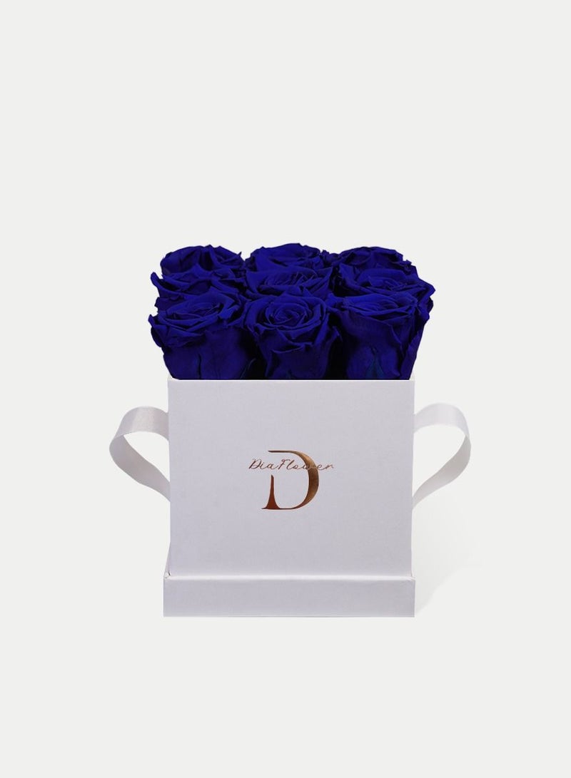 Dia FLOWER Infinity Square Box, Shades Of Blue 9 ROSES SMALL  - Image 3