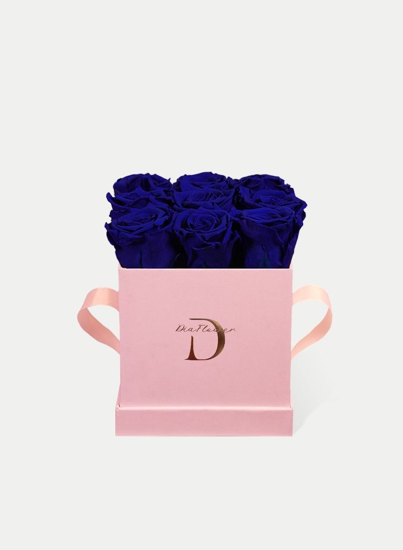 Dia FLOWER Infinity Square Box, Shades Of Blue 9 ROSES SMALL  - Image 2