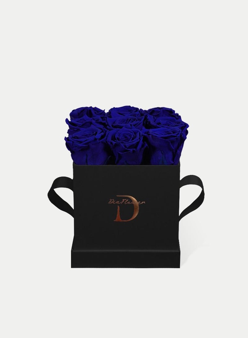 Dia FLOWER Infinity Square Box, Shades Of Blue 9 ROSES SMALL  - Image 1