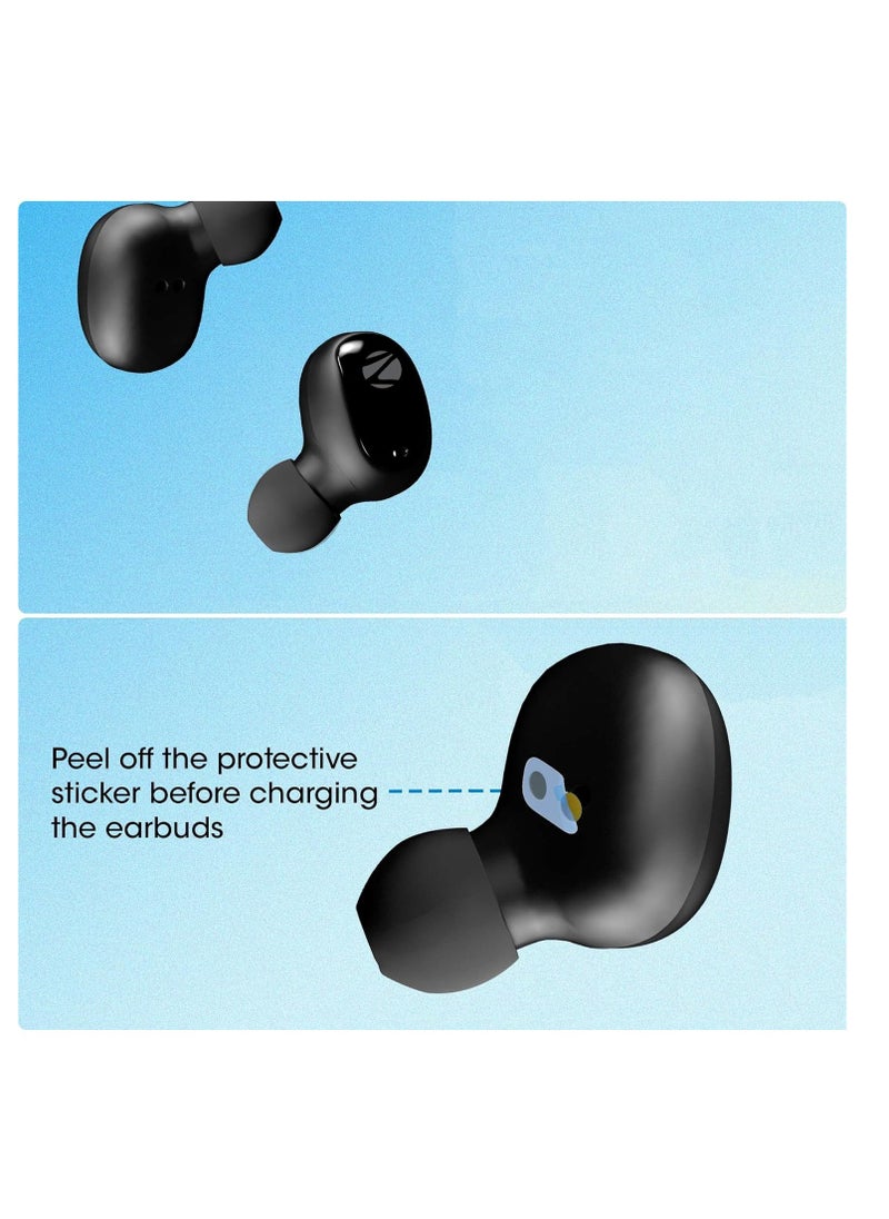 ZEBRONICS - Zeb-Sound 1 TWS Earbuds with BT5.0, Up to 12H Playback, Touch Controls, Voice Assistant, Splash Proof Type C Portable Charging Case, Wireless - Image 1