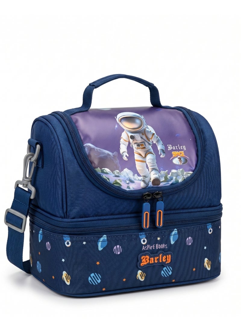 IKOLA Astronaut Double Decker Lunch Bag for Kids – Insulated School Lunch Bag with Dual Compartments & Adjustable Shoulder Strap, Blue | BA17-5