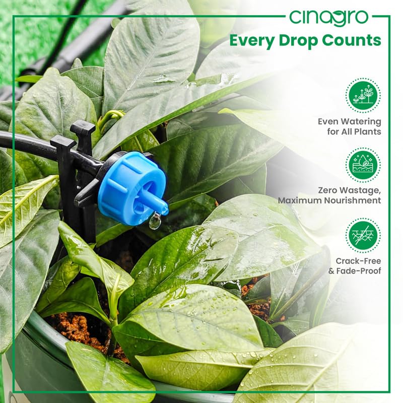 Cinagro 4mm Drip Emitters, Emits, Uniform Water Flow, UV-Stabilized & Non-Toxic Plastic, Easy to Install, Clog-Resistant, Durable Drippers for Garden, Terrace & Greenhouse Irrigation, Pack of 25 - Image 3