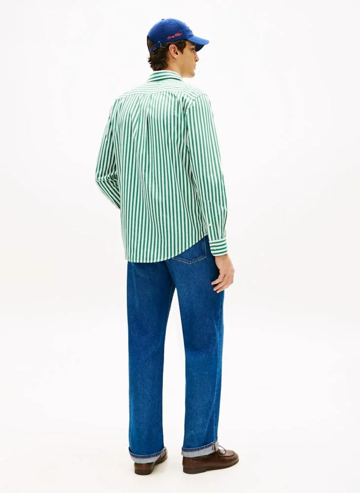 TOMMY HILFIGER  TH Flex Regular Fit Stripe Poplin Shirt for Men | Best Price UAE