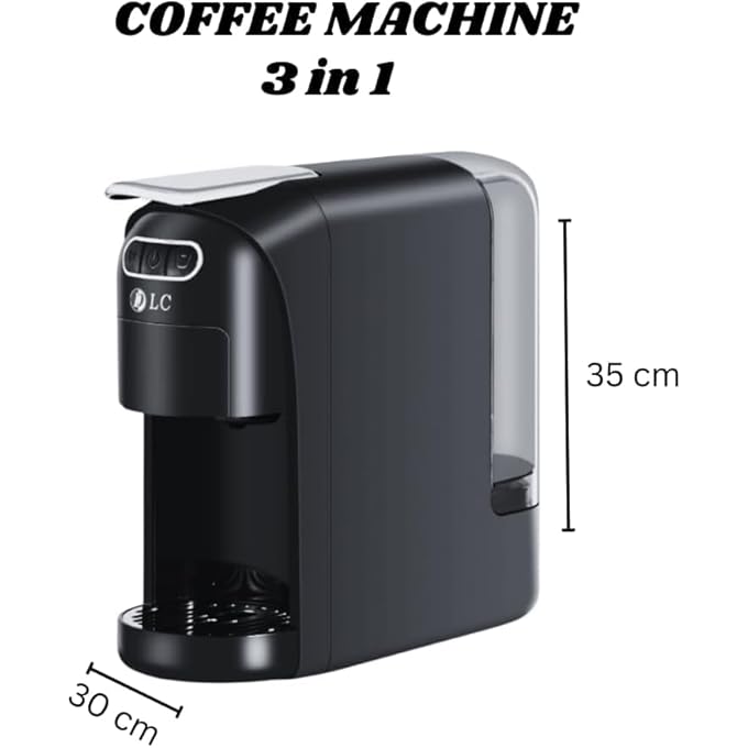 LC 3In1 Coffee Machine 700Ml 1400W  Espresso Cappuccino  Latte Maker 15 Bar Pressure Compact  Easy To Use Black - Image 4