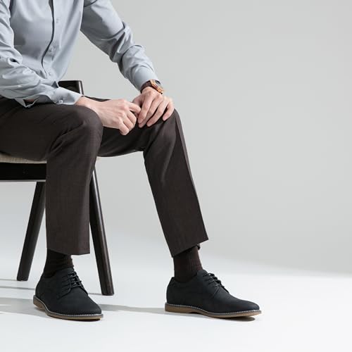 Jousen Dress Shoes for Men Plain Toe Suede Oxfords Lightweight Business Casual Classic Formal Derby Shoes(AMY619 Black 10.5) - Image 3