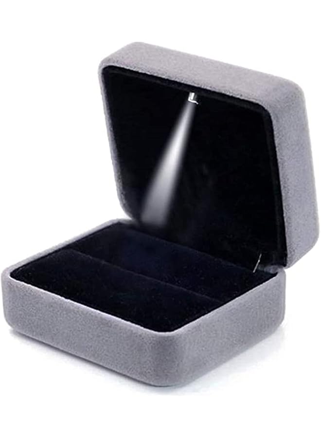 The Bros Velvet Ring Box, Engagement Ring Box Earrings Square Ring Case For Proposal Wedding Ceremony Birthday Anniversary ​With LED Light Jewelry Display Gift Box for Proposal, Engagement, Wedding  - Image 1