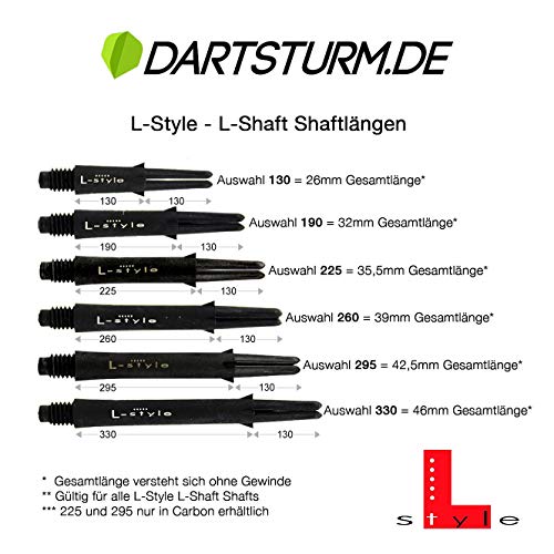 LSTYLE L-Shaft Carbon Dart Shafts – Silent (Spins) – Clear Black 330 (Long) - Image 2
