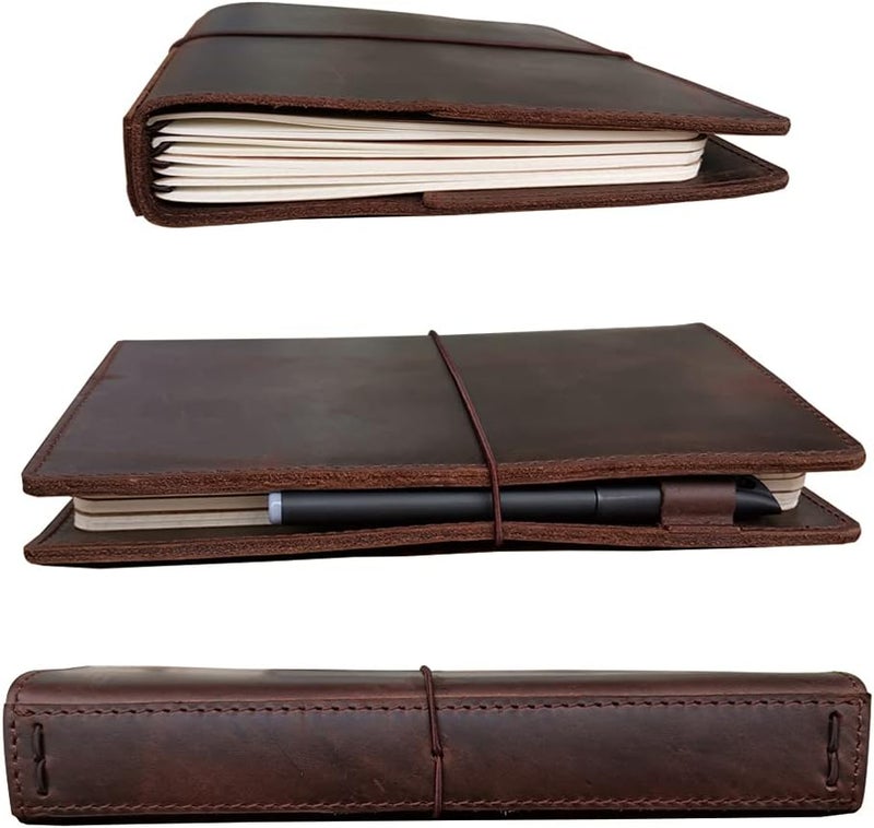 newestor Travelers Notebook Cover with Inner Pockets, Card Slots and Pen Holder, A5 Size, Dark Brown - Image 5