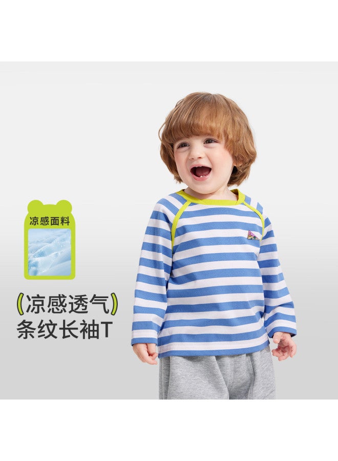 Cool Feeling] Baby T-shirt Long Sleeve Spring/autumn Style Boys' Striped Raglan Sleeve Children's Top 2025 New Arrival - Image 2