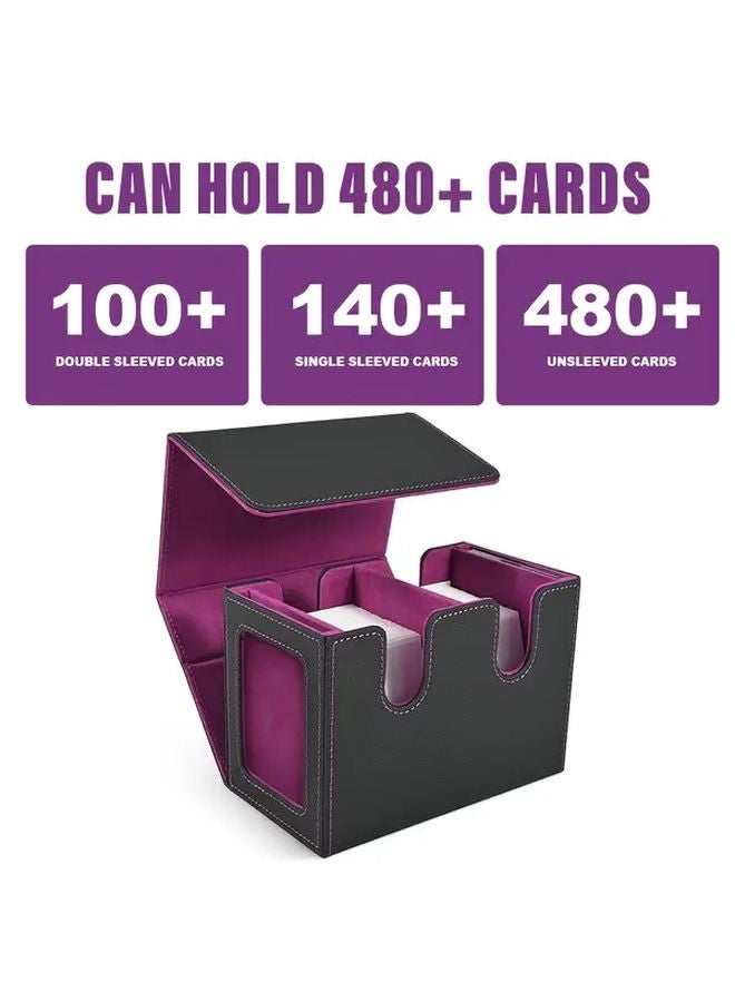 White Purple Leather Double Deck Box Commander Display MTG Magnetic Card Storage For 200 Double Sleeved Cards - Image 4