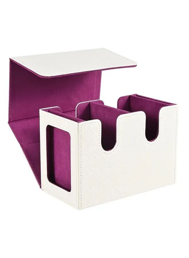 White Purple Leather Double Deck Box Commander Display MTG Magnetic Card Storage For 200 Double Sleeved Cards - Image 1