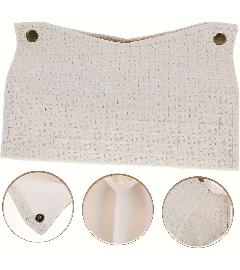 Light Brown Woven Fabric Tissue Box Cover for Aesthetic Home Office Decor - Image 5