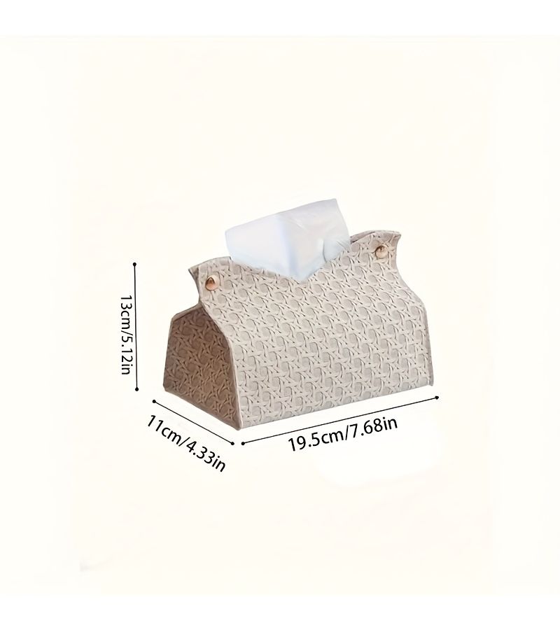 Light Brown Woven Fabric Tissue Box Cover for Aesthetic Home Office Decor - Image 3