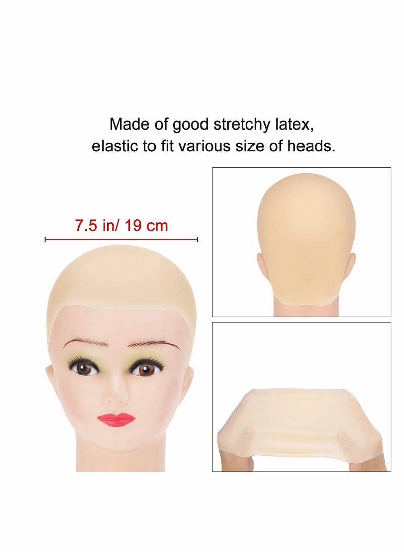 مكياج لاتكس قبعات أصلع غطاء رأس شعر مستعار إكسسوار زي للبالغين والمراهقين لحفلات موضوع 4 عبوات كبيرة الحجم - Image 3