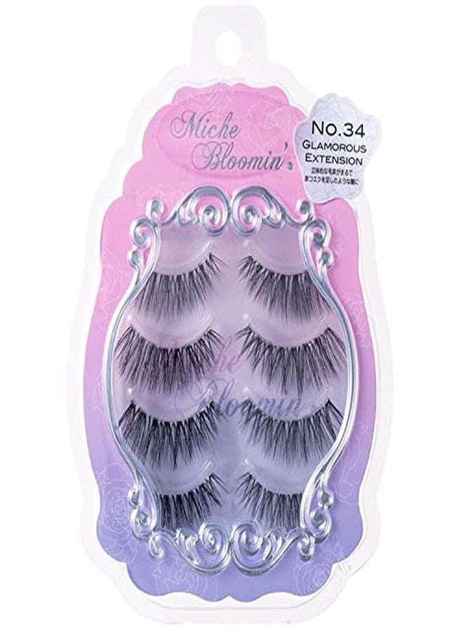 Miche Bloomin' 3D Eyelashes No. 34 Glamorous Extension 4 Pairs, 34R - Image 1