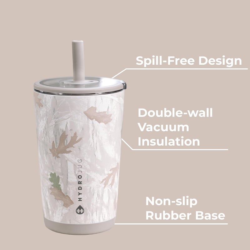 HydroJug Everyday Tumbler 14 oz – Ceramic-Lined Insulated Tumbler with Straw and Soft-Touch Lid, Cup Holder Friendly, Double-Wall Vacuum Insulation, Reusable Travel Cup – Camo - Image 3
