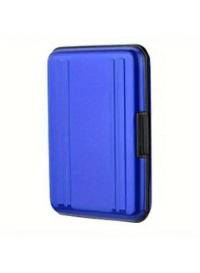 حافظة بطاقات SD من الألومنيوم الأزرق - منظّم ذو 16 فتحة لبطاقات SD وبطاقات Micro SD - Image 1