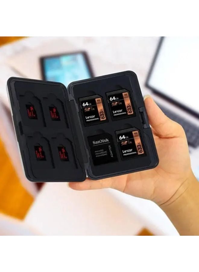 حافظة بطاقات SD من الألومنيوم الأزرق - منظّم ذو 16 فتحة لبطاقات SD وبطاقات Micro SD - Image 2