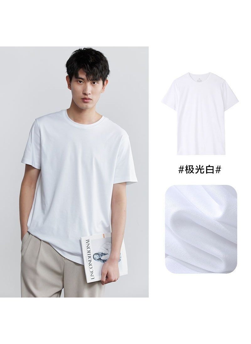 Luxury Ammonia Silk Cotton White Tee for Men Light brown