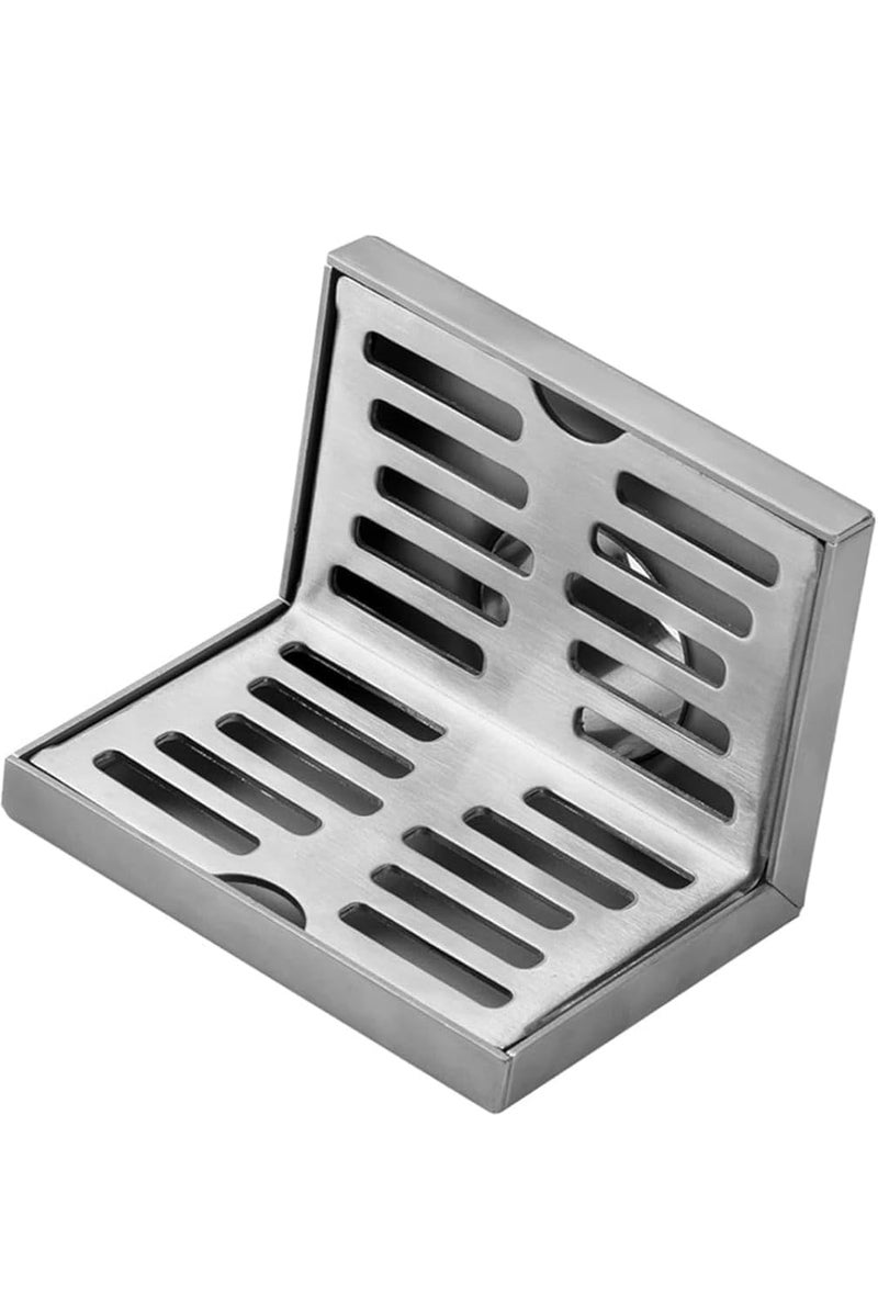 7 inch Outlet RoofBalconyTerraceBathroom Side Wall Corner Parapet Scupper L Shape Drain in ABS Stainless Steel 304 Grating 150mm x 150mm with HorizontalVertical Outlets