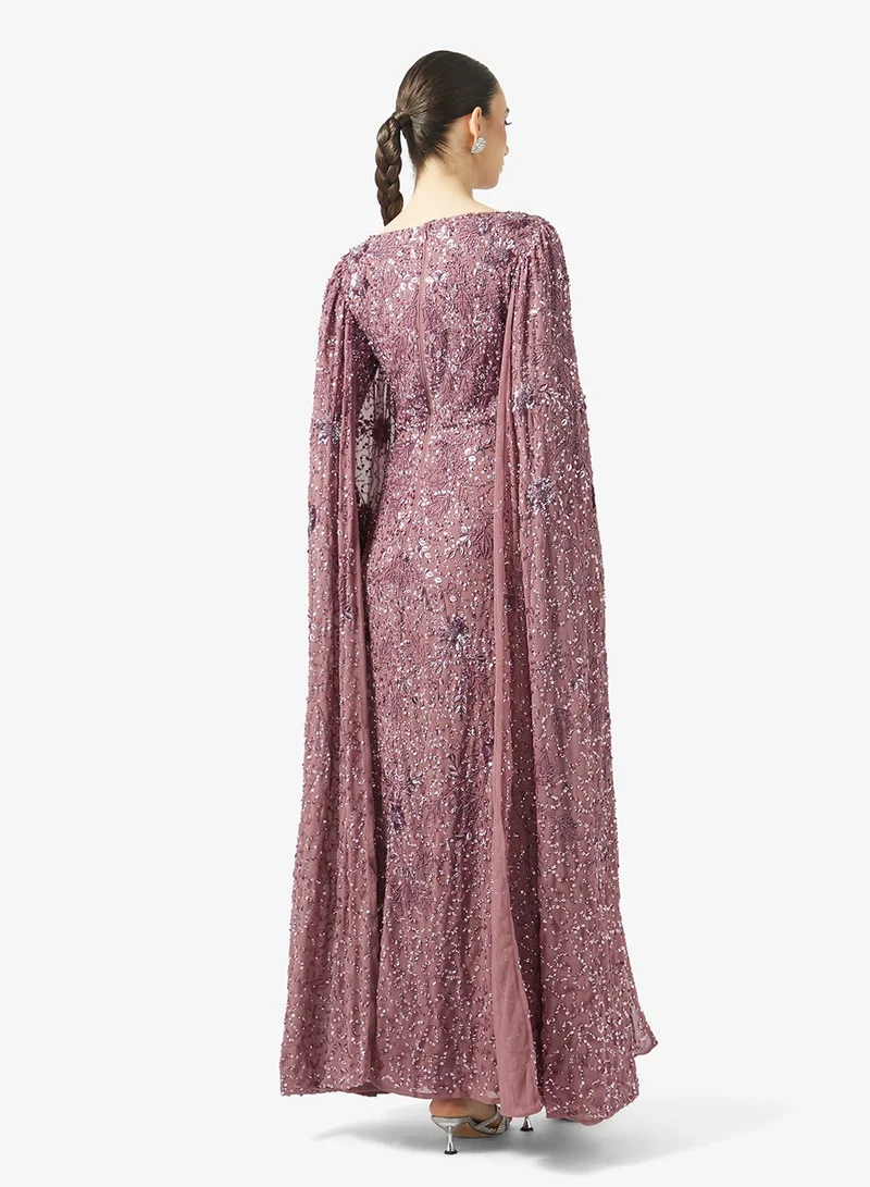 Maryisa  Embellished Boat Neck Sequin Maxi Dress for Women | Best Price UAE