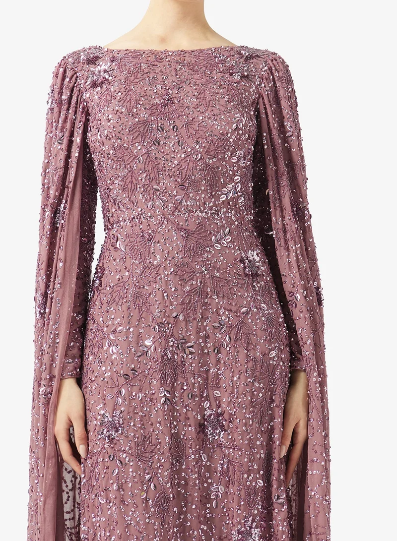 Maryisa  Embellished Boat Neck Sequin Maxi Dress for Women | Best Price UAE