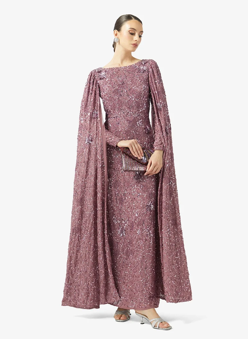 Maryisa  Embellished Boat Neck Sequin Maxi Dress for Women | Best Price UAE