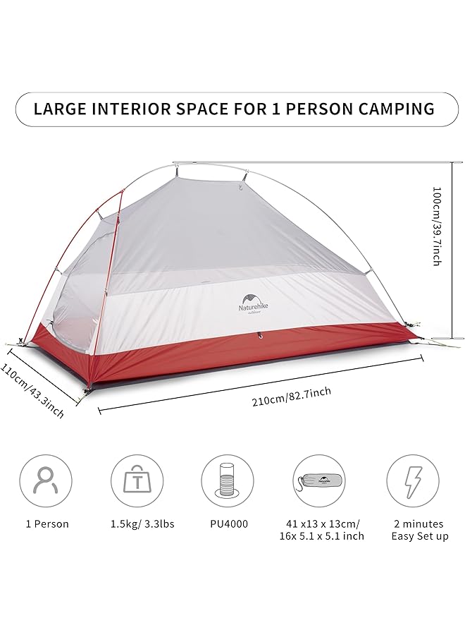 Naturehike Cloud Up 2 Upgrade Camping Tent 2 Person 3 4 Season Lightweight Backpacking Tent - Image 2