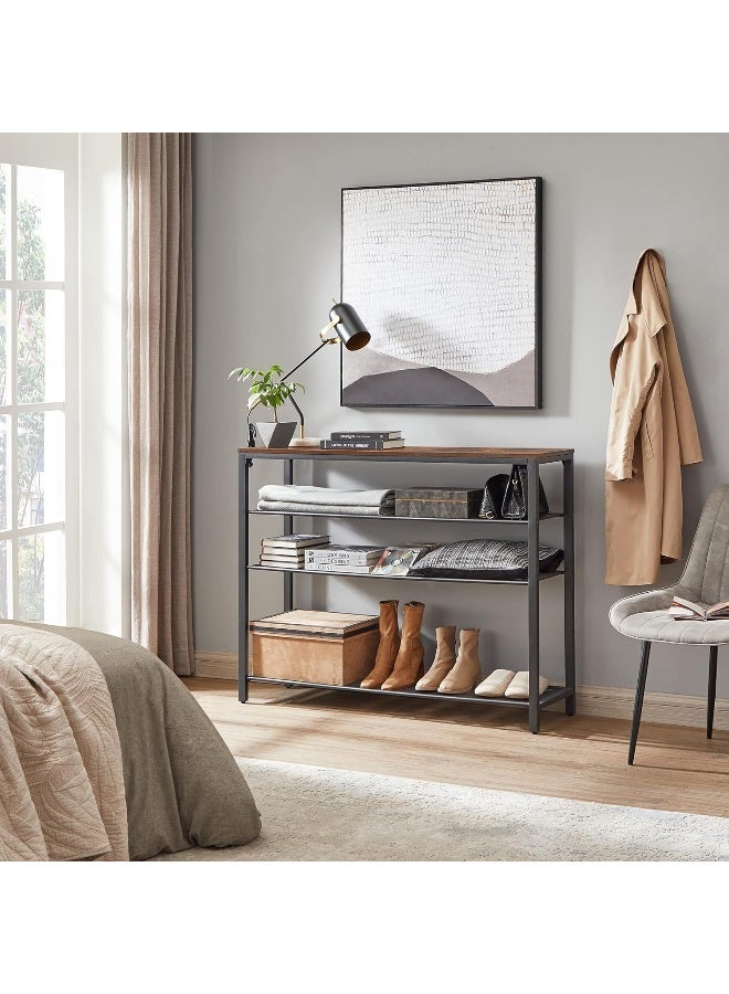 فاساجيل رف أحذية VASAGLE بخمس طبقات للcloset والمدخل، يتسع لـ 20–25 زوج أحذية، منظم أحذية كبير بأربع رفوف سلكية، 30 × 120 × 92.5 سم، بني عتيق وأسود - Image 4