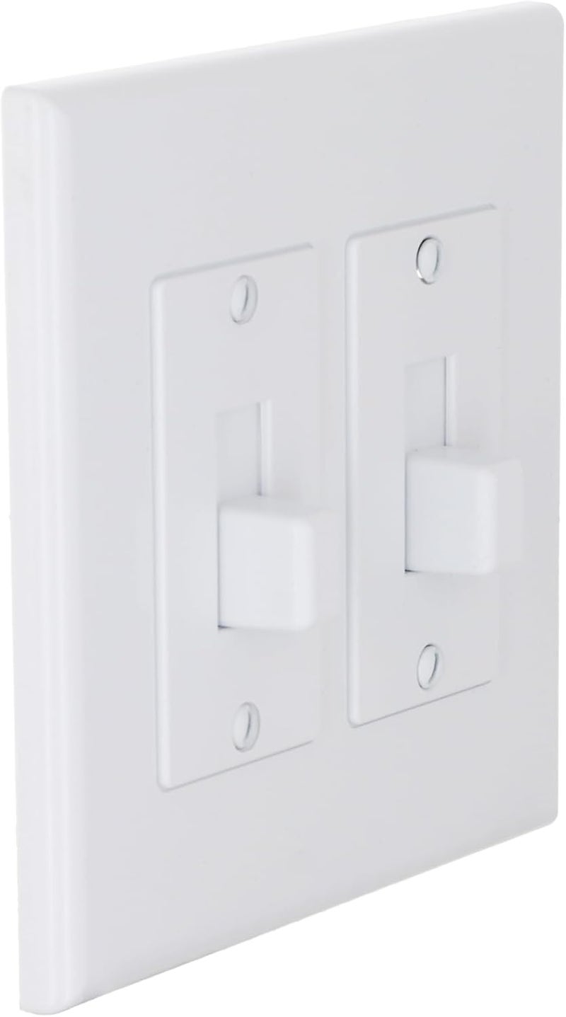 TayMac 2672W 2-Gang MASQUE Decorator Cover, Toggle, White - Image 1