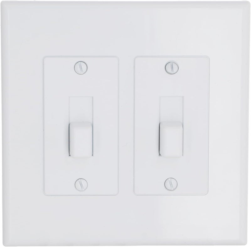 TayMac 2672W 2-Gang MASQUE Decorator Cover, Toggle, White - Image 2
