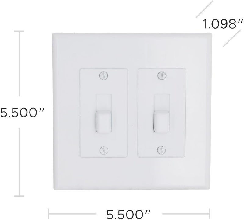 TayMac 2672W 2-Gang MASQUE Decorator Cover, Toggle, White - Image 5