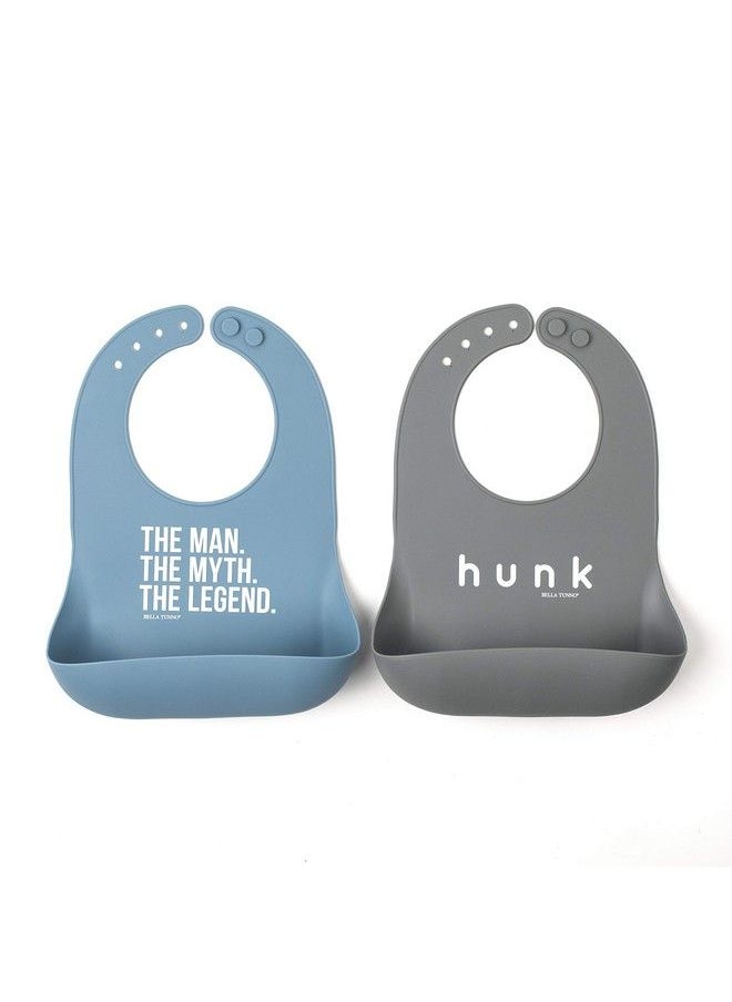 Bella Tunno - Wonder Bib 2Pk Adjustable Silicone Baby Bibs For Girls & Boys Durable And Waterproof Bpa Free Silicone The Man & Hunk - Image 1
