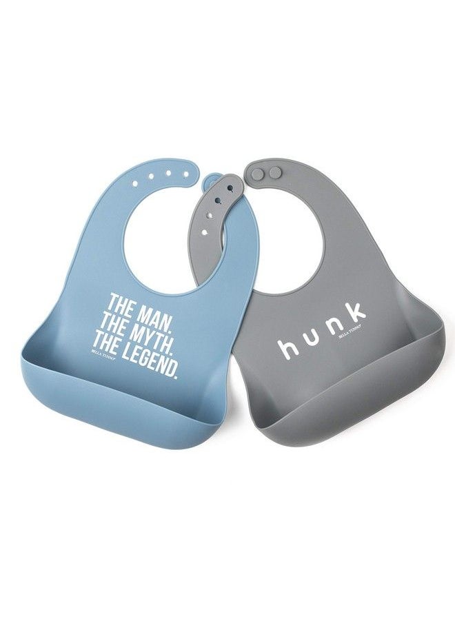 Bella Tunno - Wonder Bib 2Pk Adjustable Silicone Baby Bibs For Girls & Boys Durable And Waterproof Bpa Free Silicone The Man & Hunk - Image 1