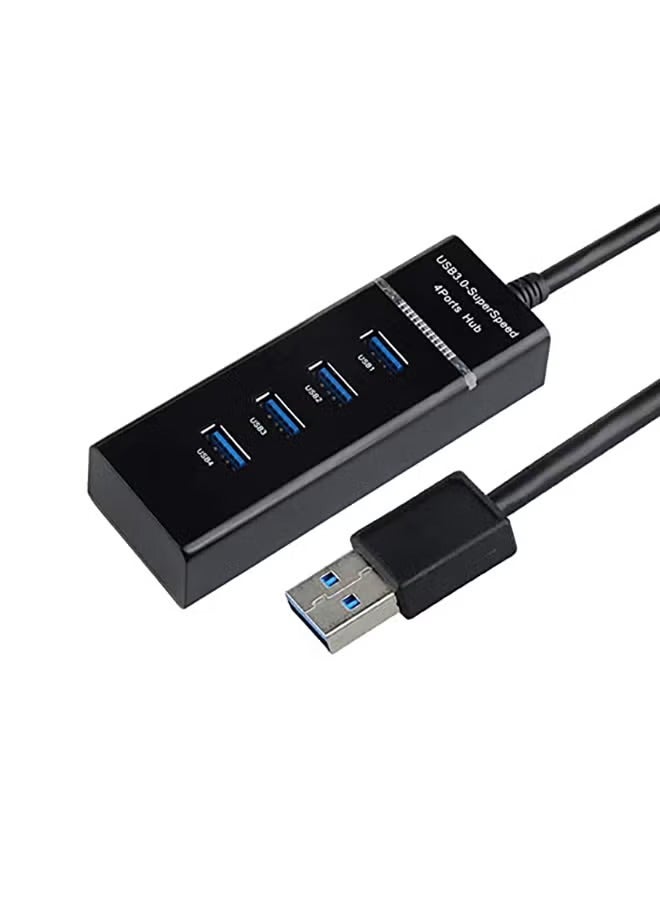 بروماس موزع USB 3.0 فائق السرعة بأربعة منافذ، أسود - Image 1