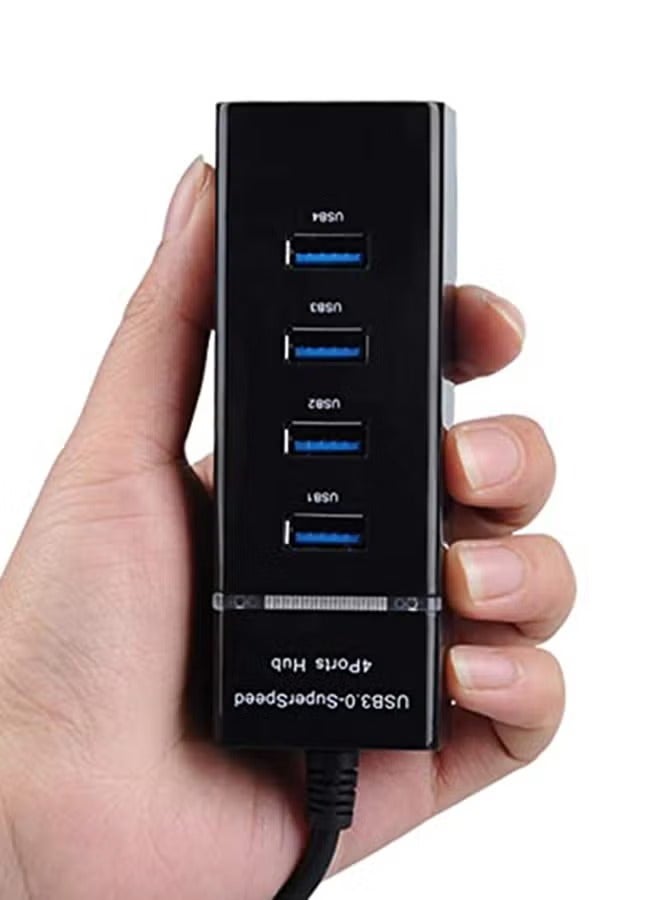 بروماس موزع USB 3.0 فائق السرعة بأربعة منافذ، أسود - Image 5