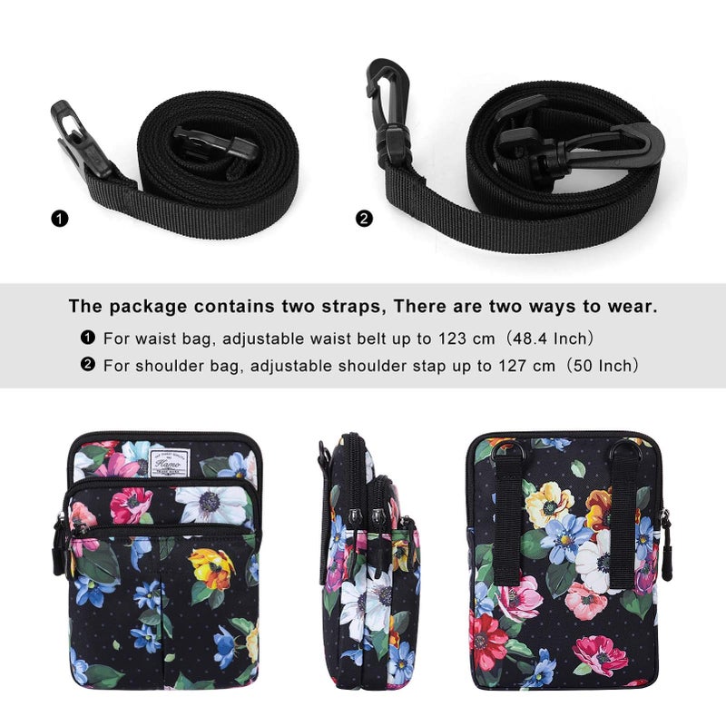 KAMO Multifunction Phone Bag One Shoulder Phone Waist Bag Diagonal Cross Bag Smart Phone Case Outdoor Bag Triple Zip Hipster Crossbody Purse for Women & Men - Image 2