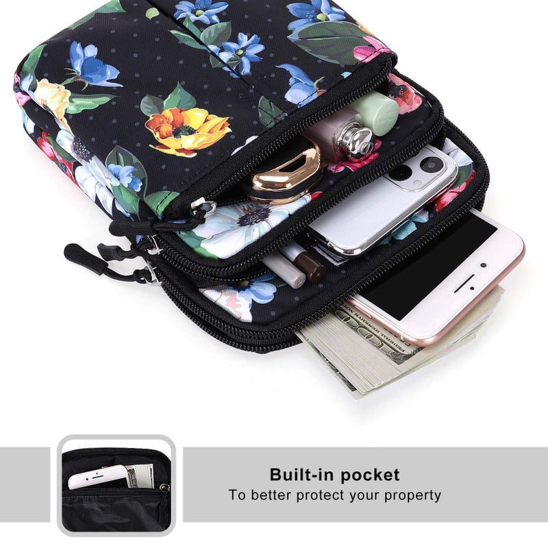 KAMO Multifunction Phone Bag One Shoulder Phone Waist Bag Diagonal Cross Bag Smart Phone Case Outdoor Bag Triple Zip Hipster Crossbody Purse for Women & Men - Image 4