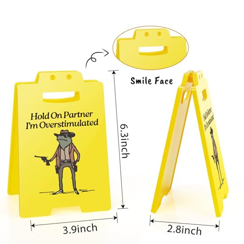 MAMAGIFTREE Hold On Partner I'm Overstimulated Humorous Desk Sign - Stress Relief Gifts for Colleagues, Funny Office Decor for Coworkers and Friends - Image 2