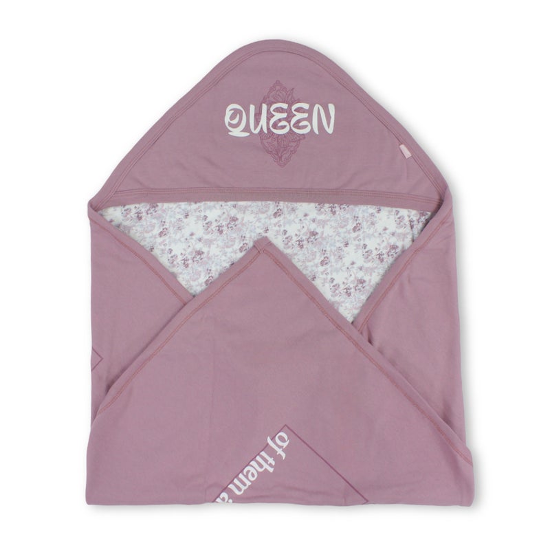 Junior Cotton Baby Blanket – Cashmere & Off-White with Queen Floral Design - Image 1