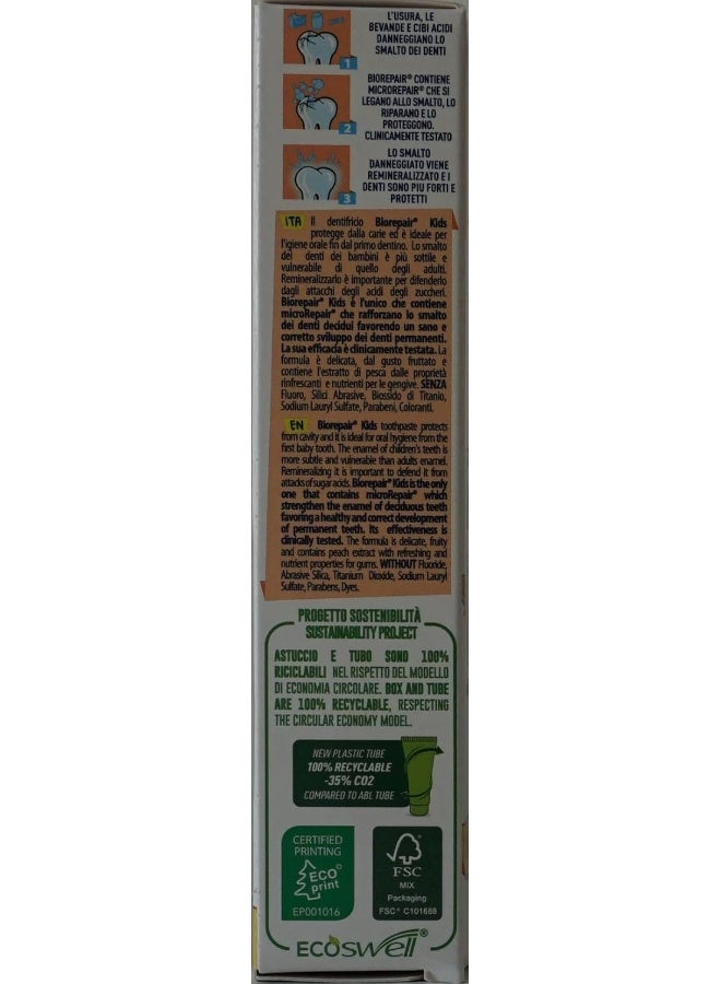 Biorepair Kids 06 Oral Care Toothpaste Peach 17floz 50ml Pack of 2 - Image 4