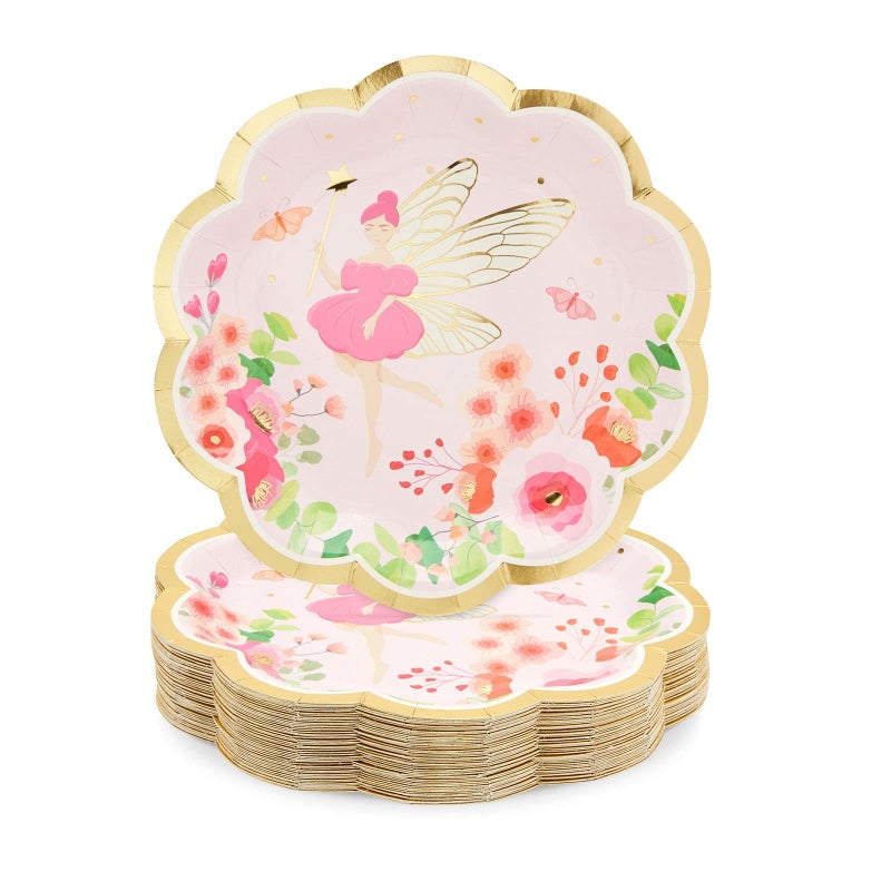 Sparkle and Bash Sparkle and Bash Fairy Tea Party Paper Plates for Girls Floral Birthday Supplies 48 Pack  9 Inch Fairy Plates for Party Decorations 