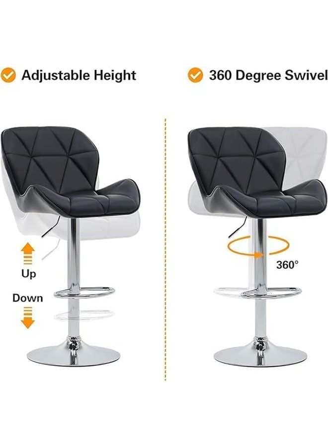GoldenLike Bar Stool,Height Adjustable Bar Chairs 360°Swivel Kitchen Stool Island Chairs Modern Counter High Chairs with Footrest Armless PU Leather Barstools for Kitchen Home Office Coffee(HID846-Black) - Image 5
